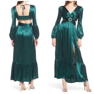 NWOT RAHI Leia cutout crossover maxi cocktail gown dress sz M